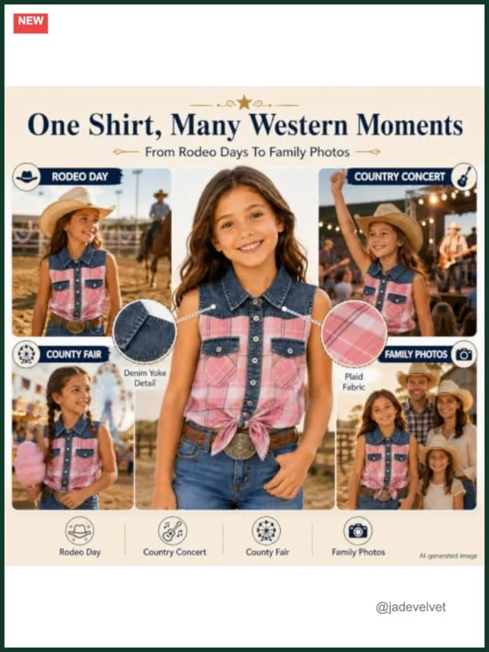 Girls Cowgirl Plaid Sleeveless Button Down Crop Tank Top